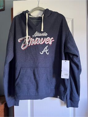 Atlanta Braves Navy Hooded Sweatshirt with Front Pocket